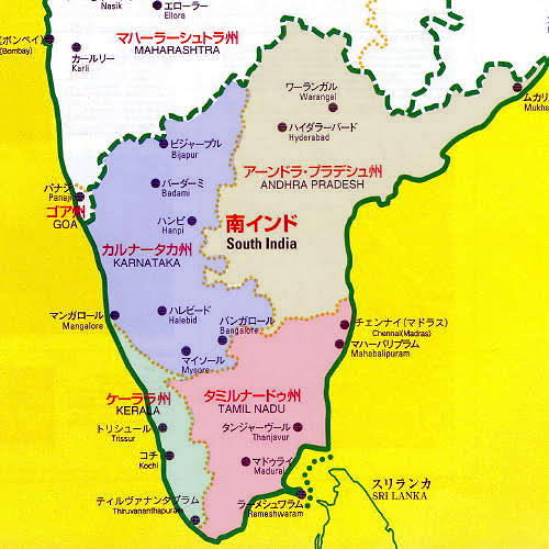 南インド地図